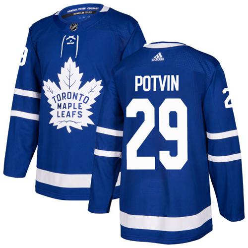 Adidas Maple Leafs #29 Felix Potvin Blue Home Authentic Stitched NHL Jersey